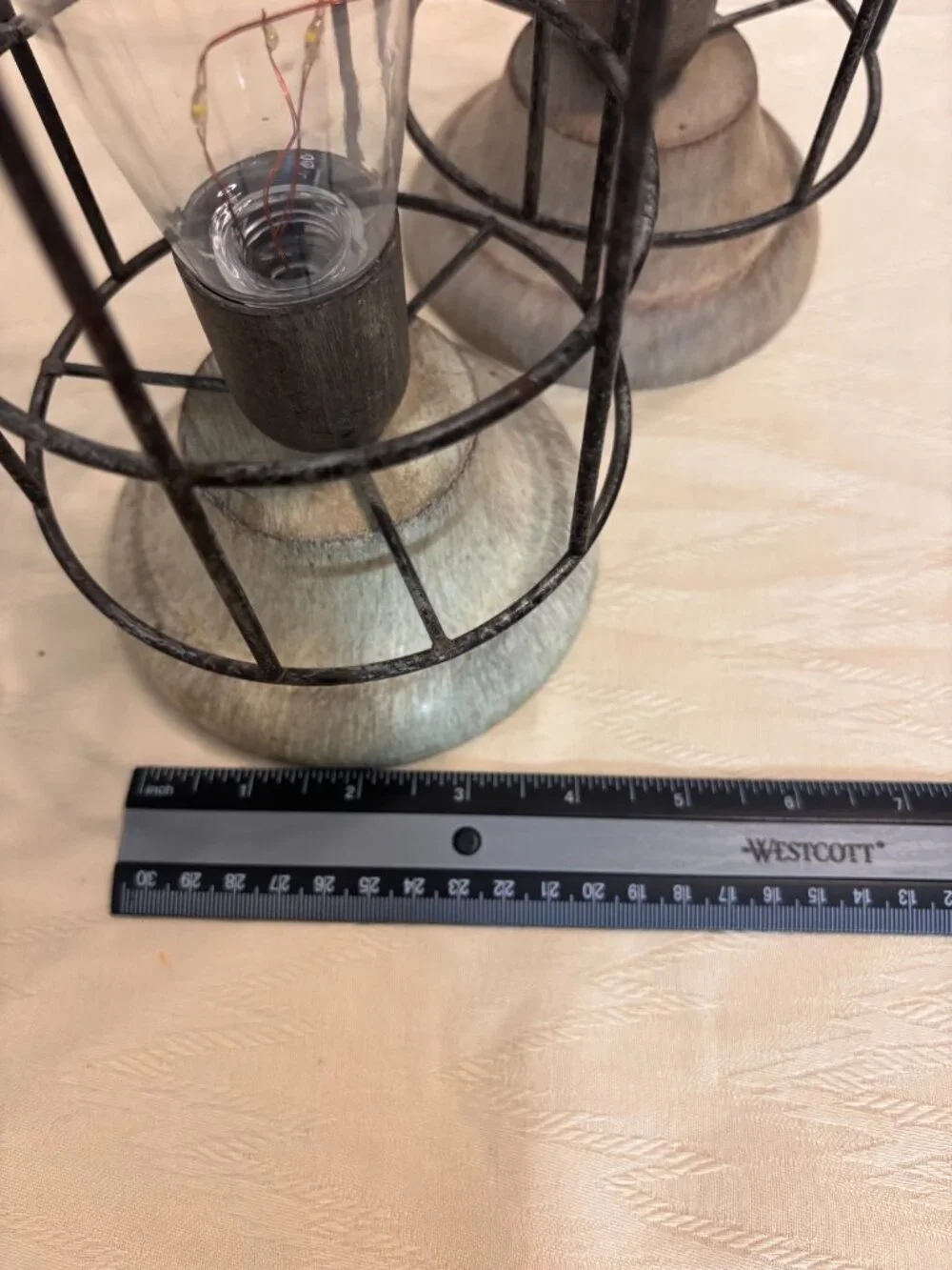 Industrial Metal Cage Lantern Pair